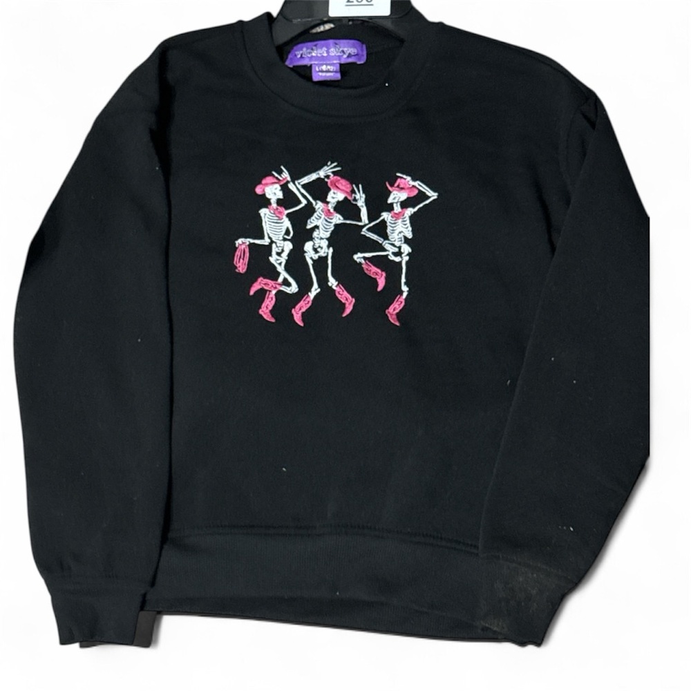 Halloween Kids Sweatshirt Skeleton Dancing with small bag NWT S10-12